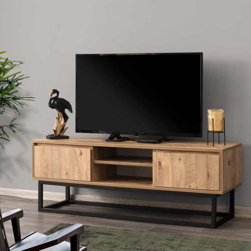 Mueble TV Belinda 140 pino negro Practica Hogar Mueble TV Belinda 140 pino negro Practica Hogar