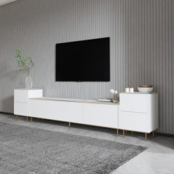 Mueble TV imaj Mármol blanco Oro Practica Hogar