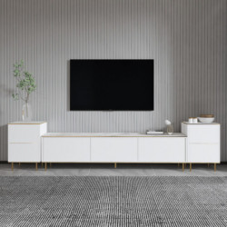 Mueble TV imaj Mármol blanco Oro Practica Hogar