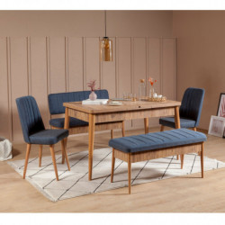 Set mesa comedor extensible y sillas (5 piezas) Vina pino atlántico azul oscuro Practica Hogar