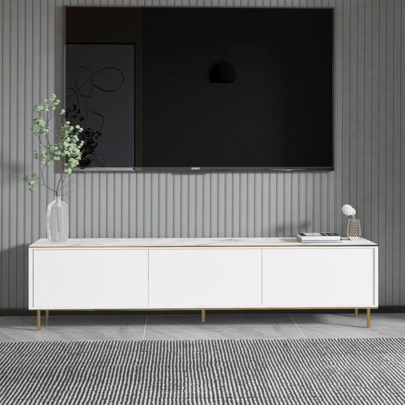 Mueble TV imaj Mármol blanco Oro Practica Hogar Mueble TV imaj Mármol blanco Oro Practica Hogar