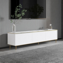 Mueble TV imaj Mármol blanco Oro Practica Hogar