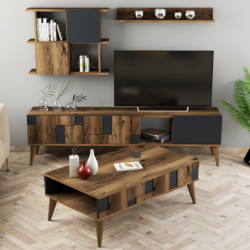 Conjunto de muebles de salón Madrid antracita nogal Practica Hogar