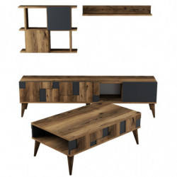 Conjunto de muebles de salón Madrid antracita nogal Practica Hogar