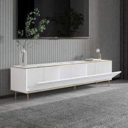 Mueble TV imaj Mármol blanco Oro Practica Hogar