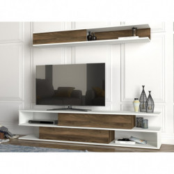Mueble TV con estante Manyetik nogal blanco Practica Hogar