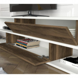 Mueble TV con estante Manyetik nogal blanco Practica Hogar