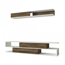 Mueble TV con estante Manyetik nogal blanco Practica Hogar