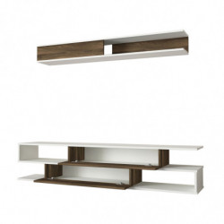 Mueble TV con estante Manyetik nogal blanco Practica Hogar