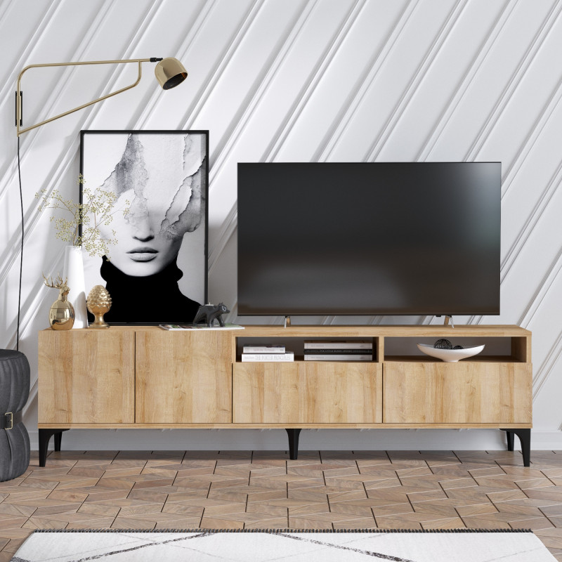 Mueble TV Ross roble Practica Hogar Mueble TV Ross roble Practica Hogar