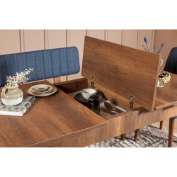 Set mesa comedor extensible y sillas (5 piezas) Vina nogal azul oscuro Practica Hogar