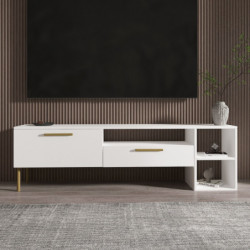 Mueble TV Parion Blanco Oro Practica Hogar