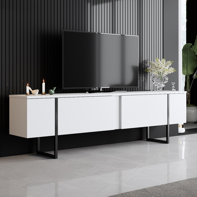 Mueble TV Luxe blanco negro Practica Hogar Mueble TV Luxe blanco negro Practica Hogar