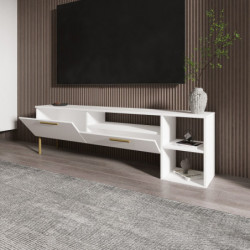 Mueble TV Parion Blanco Oro Practica Hogar