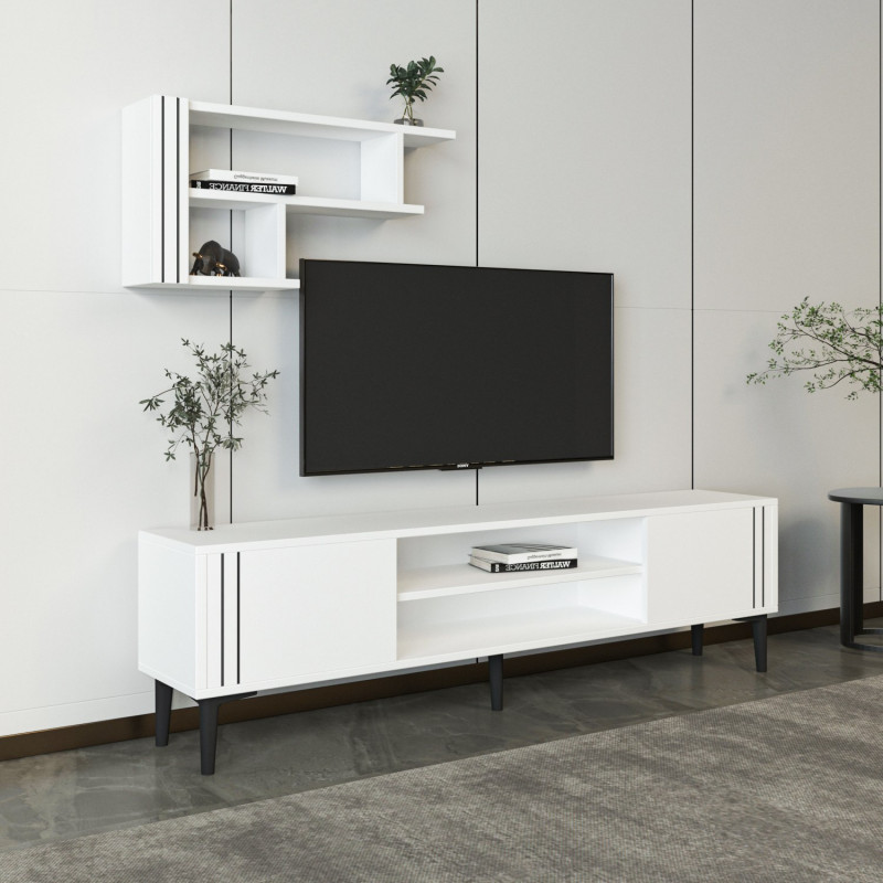 Mueble TV Snow Set Blanco Practica Hogar Mueble TV Snow Set Blanco Practica Hogar