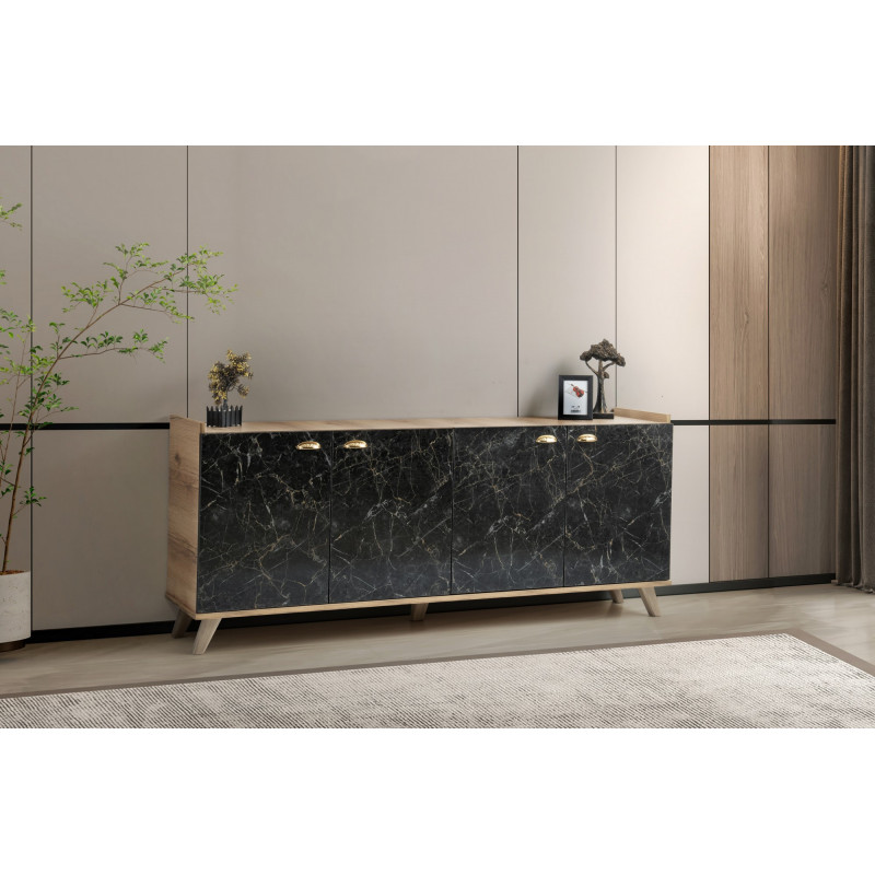 Aparador Sumer H3030 mármol roble Practica Hogar Aparador Sumer H3030 mármol roble Practica Hogar
