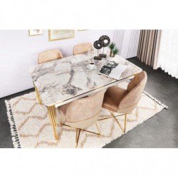 Mesa de comedor extensible Damla 1102 blanco oro Practica Hogar