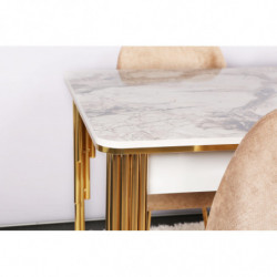 Mesa de comedor extensible Damla 1102 blanco oro Practica Hogar