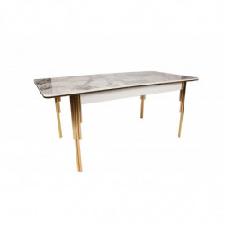 Mesa de comedor extensible Damla 1102 blanco oro Practica Hogar