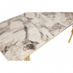 Mesa de comedor extensible Damla 1102 blanco oro Practica Hogar