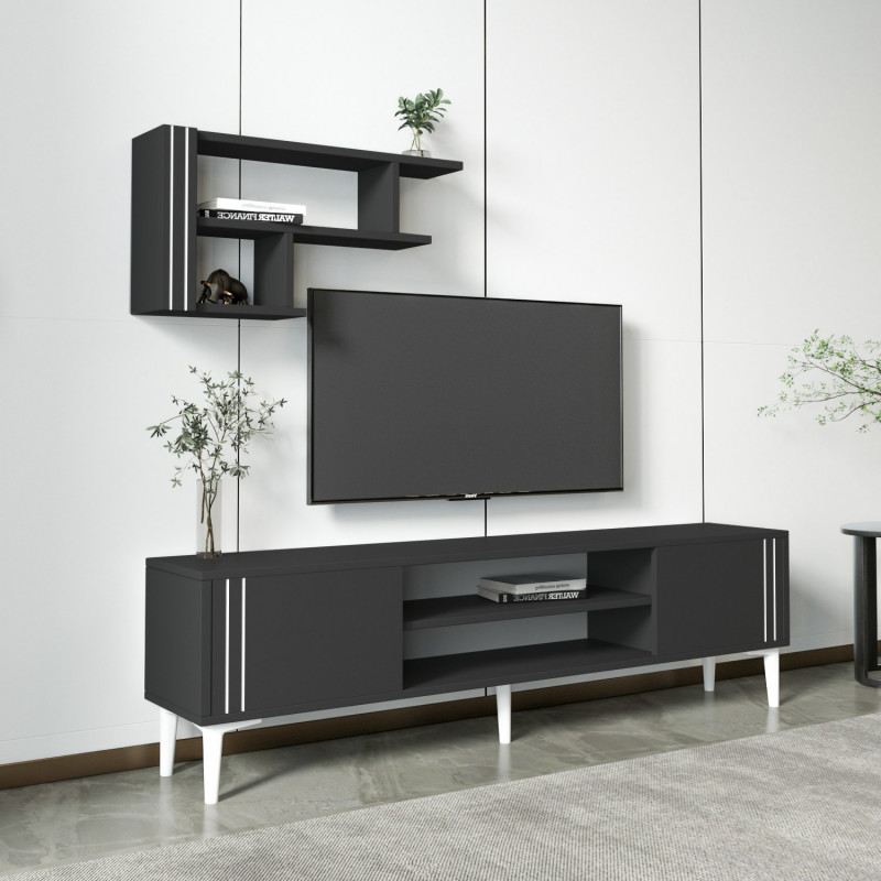Mueble TV Snow Set Antracita Practica Hogar Mueble TV Snow Set Antracita Practica Hogar
