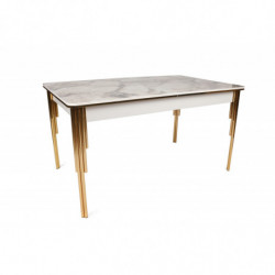Mesa de comedor extensible Damla 1102 blanco oro Practica Hogar