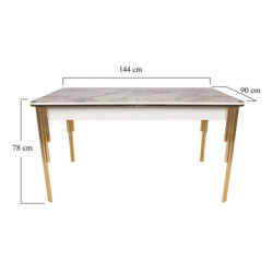 Mesa de comedor extensible Damla 1102 blanco oro Practica Hogar