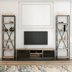 Mueble TV con estante Maxim pino negro Practica Hogar