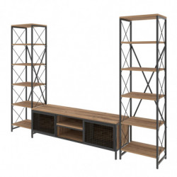 Mueble TV con estante Maxim pino negro Practica Hogar