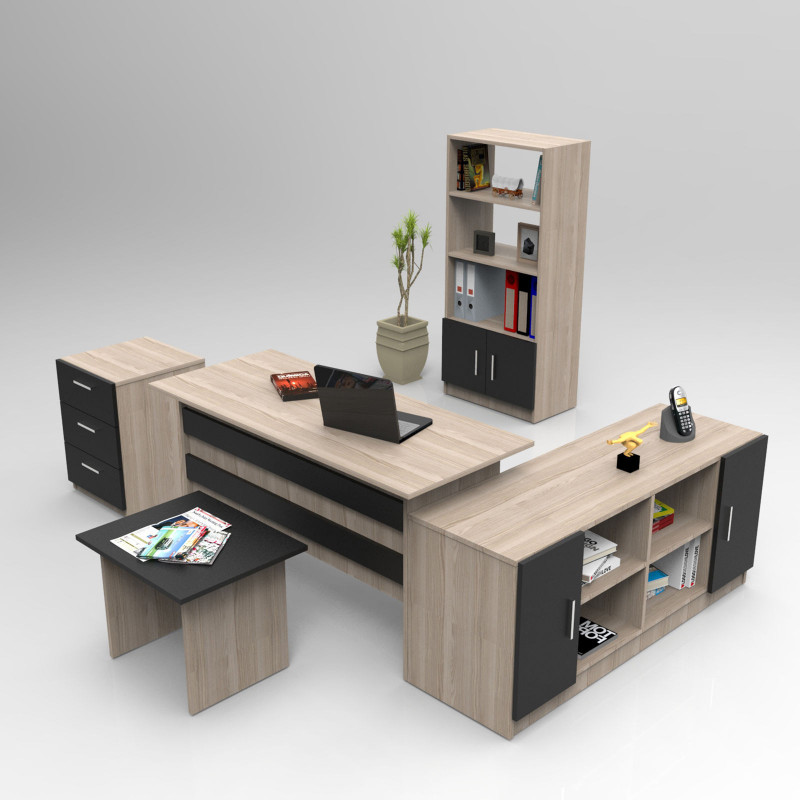 Conjunto de muebles de oficina VO15-OB roble negro Practica Hogar Conjunto de muebles de oficina VO15-OB roble negro Practica Hogar