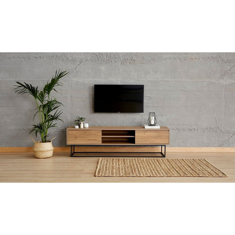 Mueble TV Laxus 180 negro nogal Practica Hogar Mueble TV Laxus 180 negro nogal Practica Hogar