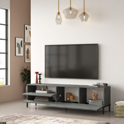 Mueble TV LV6-RL negro plata Practica Hogar