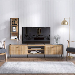 Mueble TV con estante Paola roble negro Practica Hogar