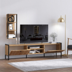 Mueble TV con estante Paola roble negro Practica Hogar