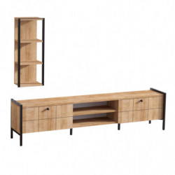 Mueble TV con estante Paola roble negro Practica Hogar