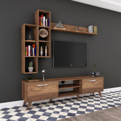 Mueble TV con estante M16-262 nogal Practica Hogar