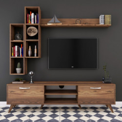 Mueble TV con estante M16-262 nogal Practica Hogar