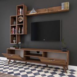 Mueble TV con estante M16-262 nogal Practica Hogar