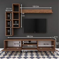 Mueble TV con estante M16-262 nogal Practica Hogar