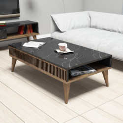 Mesa de centro Milan negro nogal Practica Hogar