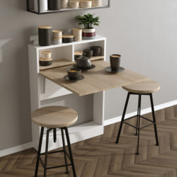 Mesa plegable Bracked blanco madera natural Practica Hogar