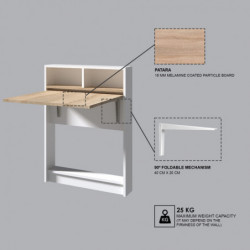Mesa plegable Bracked blanco madera natural Practica Hogar