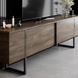 Mueble TV Luxe negro nogal Practica Hogar