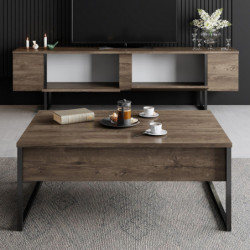 Mueble TV Luxe negro nogal Practica Hogar