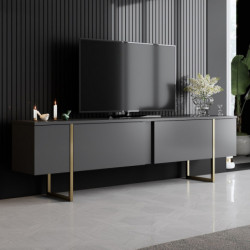 Mueble TV Luxe dorado antracita Practica Hogar