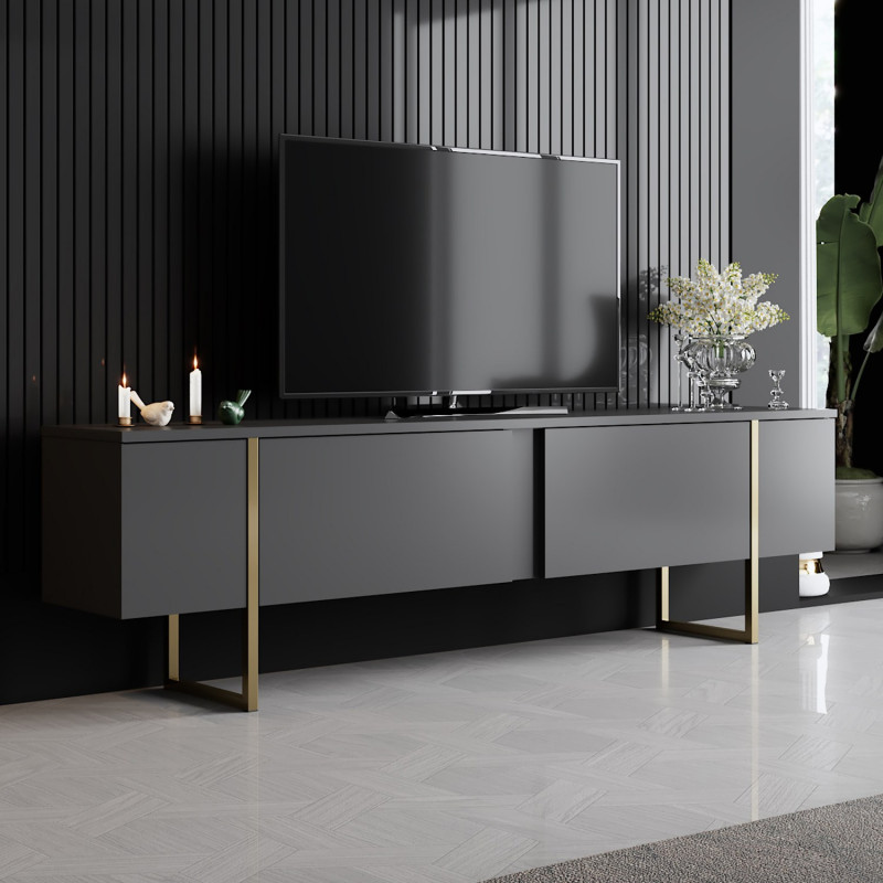 Mueble TV Luxe dorado antracita Practica Hogar Mueble TV Luxe dorado antracita Practica Hogar