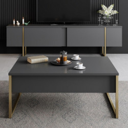 Mueble TV Luxe dorado antracita Practica Hogar