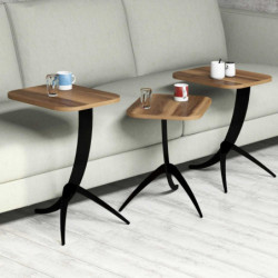 Set mesas de café (3 piezas) Pion nogal Practica Hogar