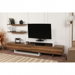 Mueble TV con estante NirvanaTeak teca blanco Practica Hogar