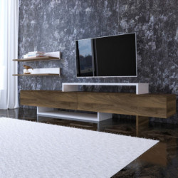 Mueble TV con estante NirvanaTeak teca blanco Practica Hogar
